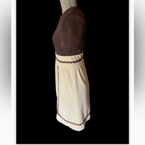 Super cute 60s vintage dress brown and cream Mod - Picture 3 of 5